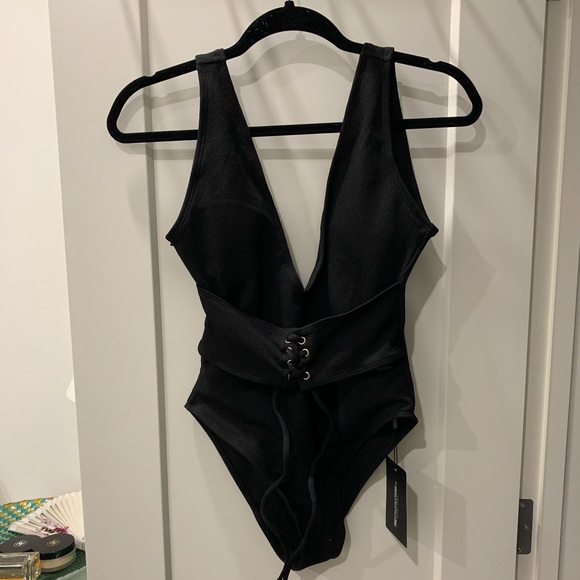 PLT Black One Piece Ribbed Swim Suit - Picture 2 of 3